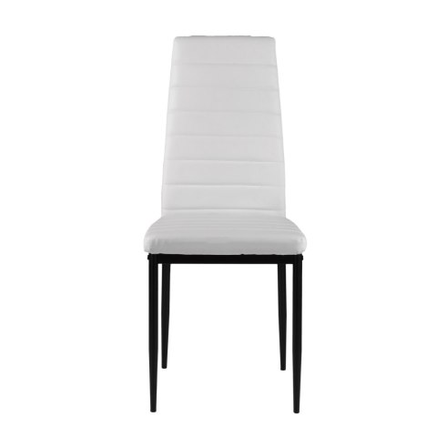 Zestaw krzeseł do jadalni salonu z krzesło ekoskóry 4 szt. wysokie oparcie - białe ModernHome Zestaw krzeseł do jadalni salonu z krzesło ekoskóry 4 szt. wysokie oparcie - białe ModernHome