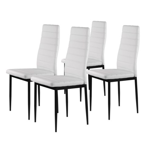 Zestaw krzeseł do jadalni salonu z krzesło ekoskóry 4 szt. wysokie oparcie - białe ModernHome Zestaw krzeseł do jadalni salonu z krzesło ekoskóry 4 szt. wysokie oparcie - białe ModernHome