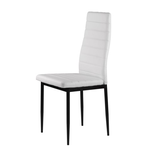 Zestaw krzeseł do jadalni salonu z krzesło ekoskóry 4 szt. wysokie oparcie - białe ModernHome Zestaw krzeseł do jadalni salonu z krzesło ekoskóry 4 szt. wysokie oparcie - białe ModernHome