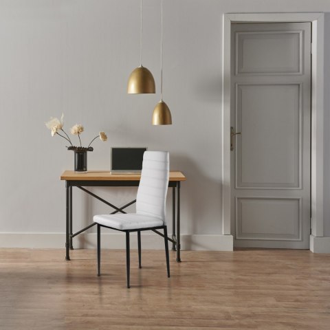 Zestaw krzeseł do jadalni salonu z krzesło ekoskóry 4 szt. wysokie oparcie - białe ModernHome Zestaw krzeseł do jadalni salonu z krzesło ekoskóry 4 szt. wysokie oparcie - białe ModernHome