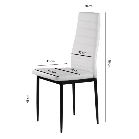 Zestaw krzeseł do jadalni salonu z krzesło ekoskóry 4 szt. wysokie oparcie - białe ModernHome Zestaw krzeseł do jadalni salonu z krzesło ekoskóry 4 szt. wysokie oparcie - białe ModernHome