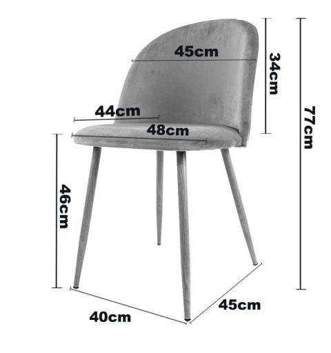 Krzesło tapicerowane GLORIA LIGHT GREY VELVET II GATUNEK Krzesło tapicerowane GLORIA LIGHT GREY VELVET II GATUNEK