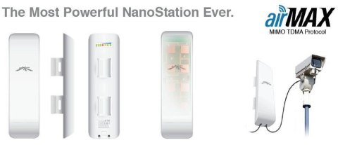 Urządzenie typu CPE UBIQUITI airMAX NanoStation M5 5GHz 16dBi 2xRJ45 2x2 MIMO Urządzenie typu CPE UBIQUITI airMAX NanoStation M5 5GHz 16dBi 2xRJ45 2x2 MIMO