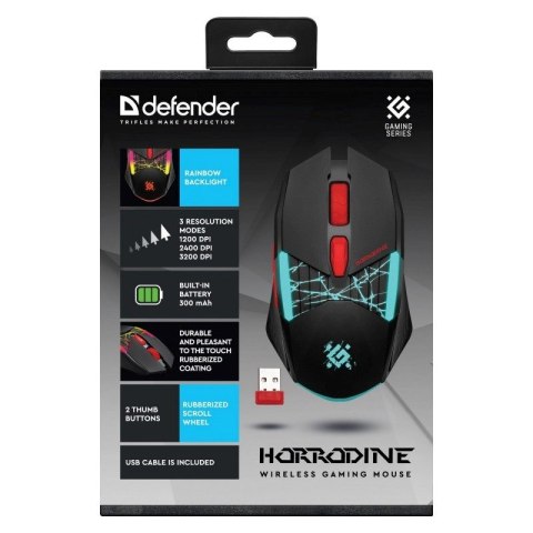 DEFENDER MYSZ GM-237 HORRODINE RF 3200dpi 6P CZARNA DEFENDER MYSZ GM-237 HORRODINE RF 3200dpi 6P CZARNA