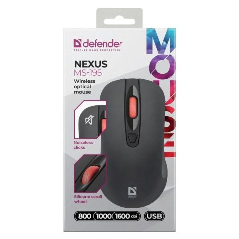 DEFENDER MYSZ NEXUS MS-195 RF SILENT CZARNA DEFENDER MYSZ NEXUS MS-195 RF SILENT CZARNA