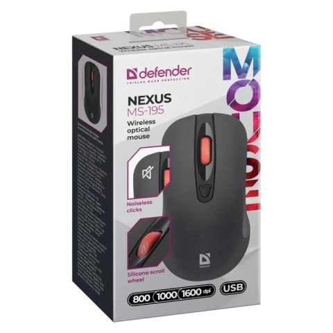 DEFENDER MYSZ NEXUS MS-195 RF SILENT CZARNA DEFENDER MYSZ NEXUS MS-195 RF SILENT CZARNA