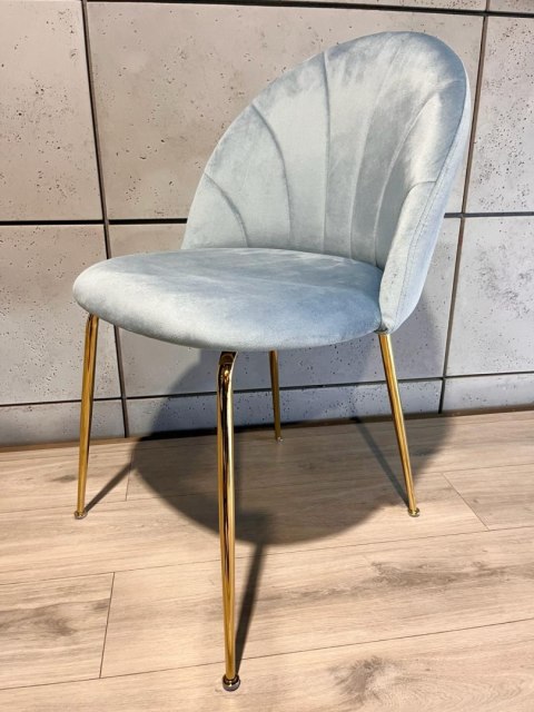 Krzesło tapicerowane CAMILA LIGHT BLUE VELVET GOLD Krzesło tapicerowane CAMILA LIGHT BLUE VELVET GOLD