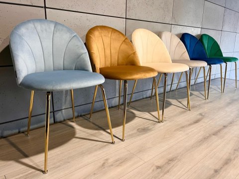 Krzesło tapicerowane CAMILA LIGHT BLUE VELVET GOLD Krzesło tapicerowane CAMILA LIGHT BLUE VELVET GOLD