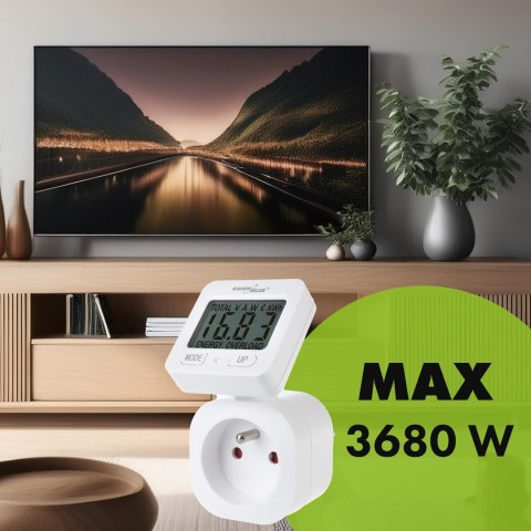 GREENBLUE MIERNIK ENERGII WATOMIERZ 16A, MAX. 3680W, PODTRZ.PAMIĘCI GB615 E GREENBLUE MIERNIK ENERGII WATOMIERZ 16A, MAX. 3680W, PODTRZ.PAMIĘCI GB615 E