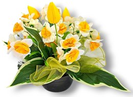 WIOSENNY STROIK NA CMENTARZ KWIATY NA GRÓB Z OBCIĄŻENIEM ŻONKILE TULIPANY