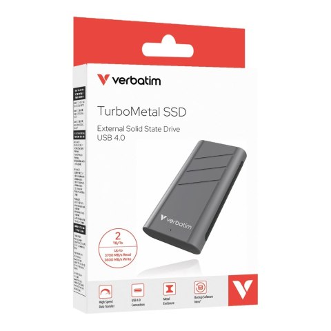 Dysk SSD zewnętrzny Verbatim TurboMetal 2TB USB4 Type-C czarny Dysk SSD zewnętrzny Verbatim TurboMetal 2TB USB4 Type-C czarny