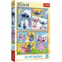 Puzzle 2x70 Ze Stitchem nie ma nudy - Disney Lilo and Stitch Trefl 34444