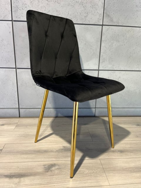 Krzesło tapicerowane BORGO VELVET BLACK GOLD II GATUNEK Krzesło tapicerowane BORGO VELVET BLACK GOLD II GATUNEK