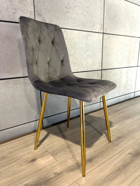 Krzesło tapicerowane BORGO VELVET DARK GREY GOLD II GATUNEK Krzesło tapicerowane BORGO VELVET DARK GREY GOLD II GATUNEK