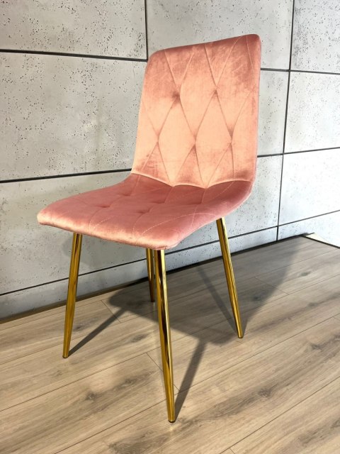 Krzesło tapicerowane BORGO VELVET PINK GOLD II GATUNEK Krzesło tapicerowane BORGO VELVET PINK GOLD II GATUNEK