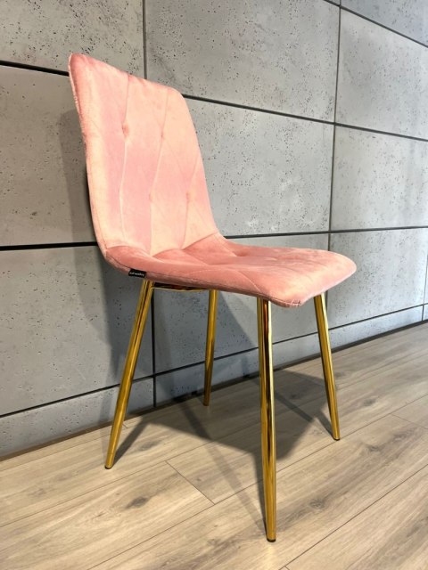 Krzesło tapicerowane BORGO VELVET PINK GOLD II GATUNEK Krzesło tapicerowane BORGO VELVET PINK GOLD II GATUNEK