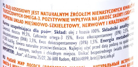 Olej dla psów i kotów Brit (1000 ml ) Olej dla psów i kotów Brit (1000 ml )