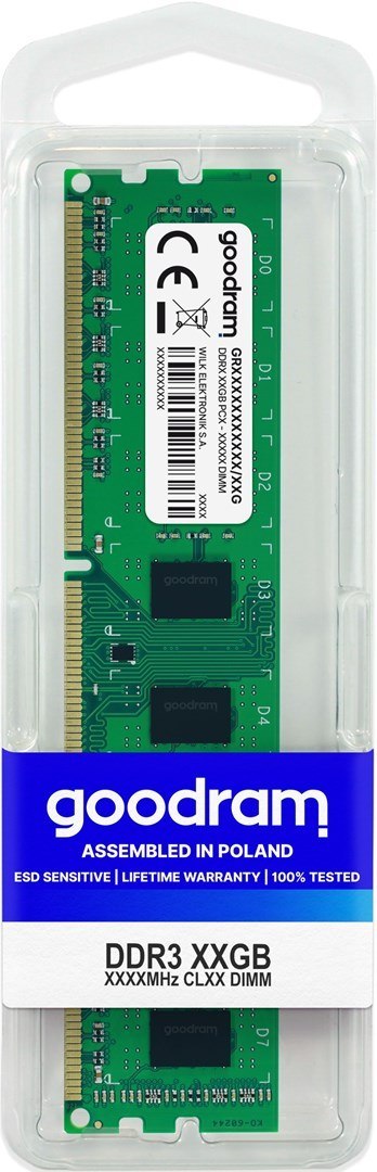 Pamięć GoodRam PC1333 GR1333D364L9/8G (DDR3 DIMM; 1 x 8 GB; 1333 MHz; CL9) Pamięć GoodRam PC1333 GR1333D364L9/8G (DDR3 DIMM; 1 x 8 GB; 1333 MHz; CL9)