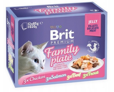 Brit Premium Family Plate dla kotów filety w galarecie mix smaków 12x85g Brit Premium Family Plate dla kotów filety w galarecie mix smaków 12x85g