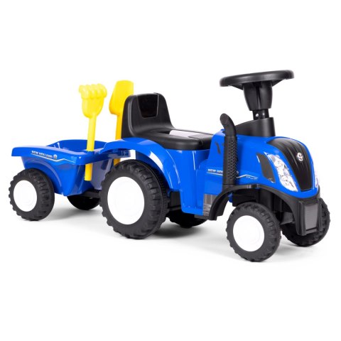 Jeździk traktor New Holland z przyczepką dla dzieci interaktywna kierownica dźwięki niebieski Jeździk traktor New Holland z przyczepką dla dzieci interaktywna kierownica dźwięki niebieski