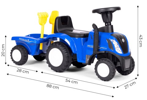 Jeździk traktor New Holland z przyczepką dla dzieci interaktywna kierownica dźwięki niebieski Jeździk traktor New Holland z przyczepką dla dzieci interaktywna kierownica dźwięki niebieski