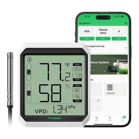 VIVOSUN TERMOMETR-HIGROMETR VPD BT THB1S VIVOSUN TERMOMETR-HIGROMETR VPD BT THB1S