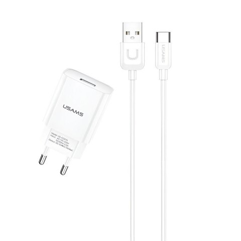 Ładowarka sieciowa Usams T21 2,1A 1xUSB + kabel USB-C - biała Ładowarka sieciowa Usams T21 2,1A 1xUSB + kabel USB-C - biała