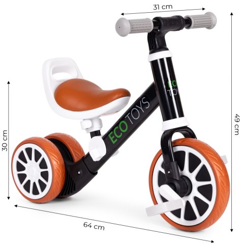 Rowerek biegowy jeździk z pedałami 2w1 czarny ECOTOYS Rowerek biegowy jeździk z pedałami 2w1 czarny ECOTOYS
