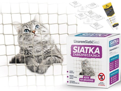 LINAREM Zestaw siatka na balkon dla kota, przeciw ptakom, bez wiercenia 6x3m LINAREM Zestaw siatka na balkon dla kota, przeciw ptakom, bez wiercenia 6x3m