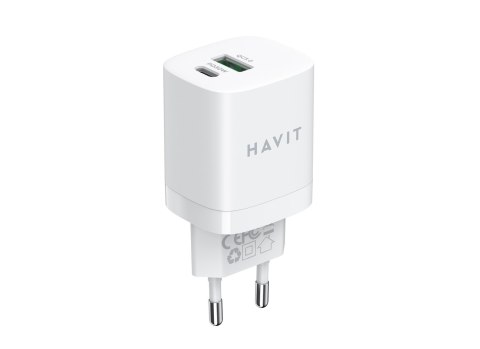 Ładowarka Havit USB-A+USB-C UC30 EU (biały) Ładowarka Havit USB-A+USB-C UC30 EU (biały)