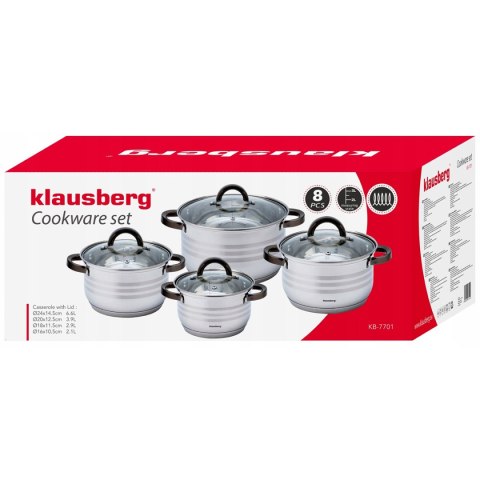 ZESTAW GARNKÓW 8 ELEMENTÓW KLAUSBERG KB-7701 ZESTAW GARNKÓW 8 ELEMENTÓW KLAUSBERG KB-7701