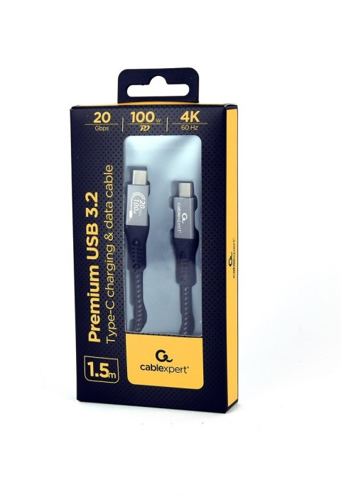 GEMBIRD KABEL PREMIUM USB TYP-C, 3.2 GEN 2 POWER DELIVERY (PD), 20 GB/S, 100 W, 1.5 M GEMBIRD KABEL PREMIUM USB TYP-C, 3.2 GEN 2 POWER DELIVERY (PD), 20 GB/S, 100 W, 1.5 M