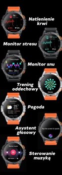Smartwatch Męski GRAVITY GPS GT24-1 Czarny Pasek Silikonowy + Granatowy Pasek Silikonowy