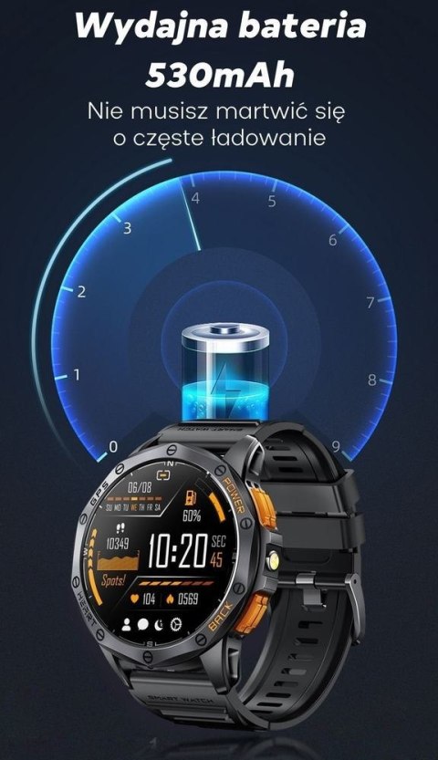 Smartwatch Męski GRAVITY GPS GT24-4 Czarny Pasek Silikonowy + Pomarańczowy Pasek Silikonowy Smartwatch Męski GRAVITY GPS GT24-4 Czarny Pasek Silikonowy + Pomarańczowy Pasek Silikonowy