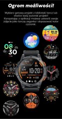 Smartwatch Męski GRAVITY GPS GT24-4 Czarny Pasek Silikonowy + Pomarańczowy Pasek Silikonowy