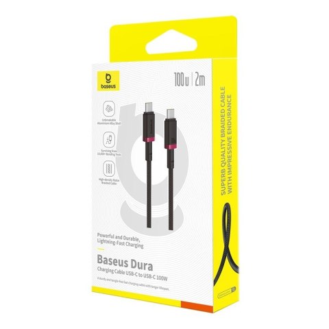 Kabel Baseus Dura Typ C-Typ C 100W 2m (czerwono-czarny) Kabel Baseus Dura Typ C-Typ C 100W 2m (czerwono-czarny)