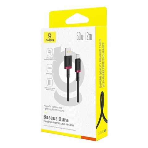 Kabel Baseus Dura USB-Typ C 60W 1m (czerwono-czarny) Kabel Baseus Dura USB-Typ C 60W 1m (czerwono-czarny)