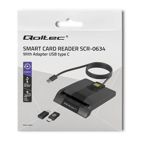 QOLTEC CZYTNIK CHIPOWYCH KART ID INTELIGENTNY | SCR-0634 | USB TYP C QOLTEC CZYTNIK CHIPOWYCH KART ID INTELIGENTNY | SCR-0634 | USB TYP C