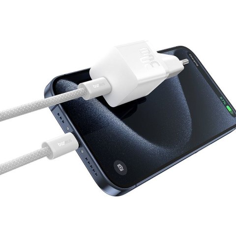 Ładowarka Baseus GaN5 mini 1C 30W EU+kabel USB-C (moon white) Ładowarka Baseus GaN5 mini 1C 30W EU+kabel USB-C (moon white)