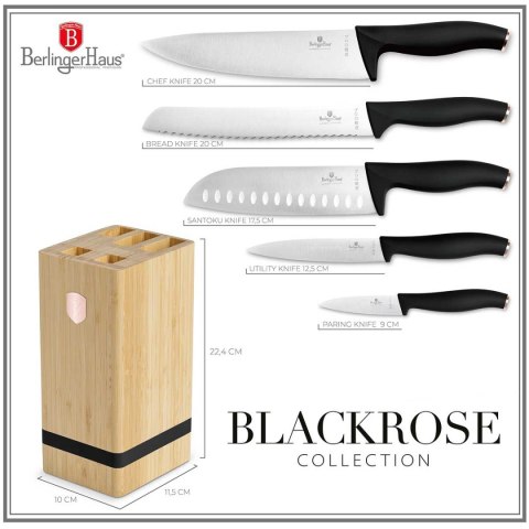 ZESTAW NOŻY BERLINGER HAUS BH-2970 BLACK ROSE W BLOKU BAMBUSOWYM ZESTAW NOŻY BERLINGER HAUS BH-2970 BLACK ROSE W BLOKU BAMBUSOWYM