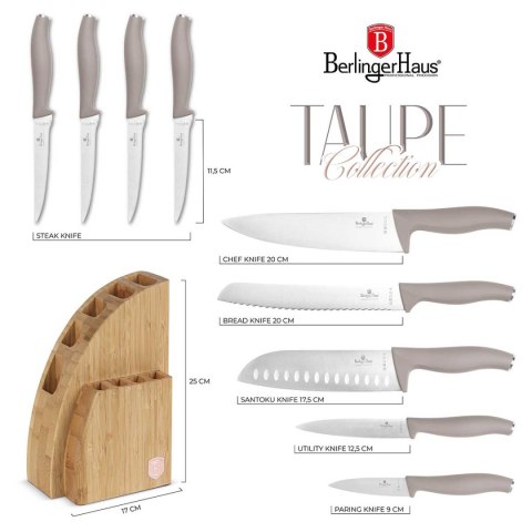 ZESTAW NOŻY BERLINGER HAUS BH-3122 TAUPE W BLOKU BAMBUSOWYM ZESTAW NOŻY BERLINGER HAUS BH-3122 TAUPE W BLOKU BAMBUSOWYM