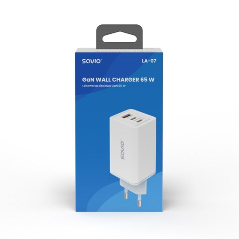 SAVIO ŁADOWARKA SIECIOWA GAN 65W BIAŁA LA-07 SAVIO ŁADOWARKA SIECIOWA GAN 65W BIAŁA LA-07