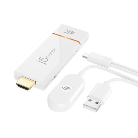 Nadajnik i odbiornik audio/video bezprzewodowy j5create ScreenCast 4K Wireless Display Adapter; kolor biały JVAW76-N Nadajnik i odbiornik audio/video bezprzewodowy j5create ScreenCast 4K Wireless Display Adapter; kolor biały JVAW76-N