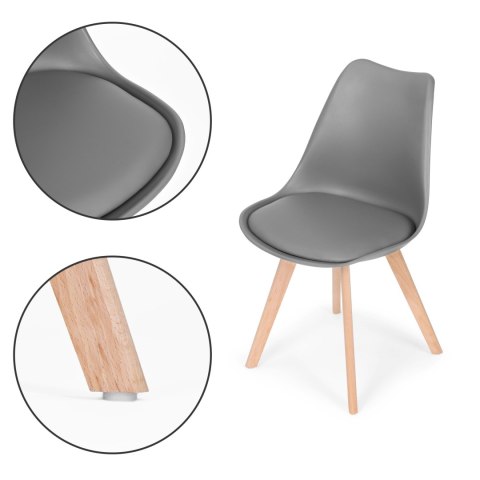 Zestaw 4 krzeseł krzesło do salonu jadalni z poduszką Szare ModernHome Zestaw 4 krzeseł krzesło do salonu jadalni z poduszką Szare ModernHome