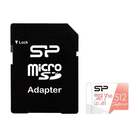 Karta pamięci Silicon Power microSDXC Superior 512GB V30 UHS-1 U3 A1 + ADAPTER Karta pamięci Silicon Power microSDXC Superior 512GB V30 UHS-1 U3 A1 + ADAPTER
