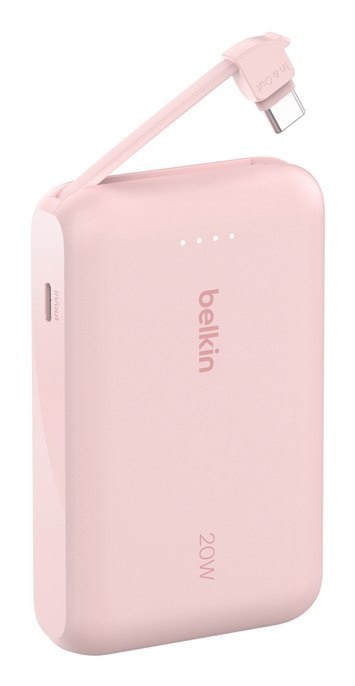 BELKIN POWERBANK 10 000 MAH, 20W, KABEL USB-C,PINK BELKIN POWERBANK 10 000 MAH, 20W, KABEL USB-C,PINK