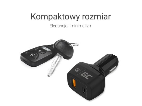 GREEN CELL ŁADOWARKA SAMOCHODOWA USB-C 30W PD + USB GREEN CELL ŁADOWARKA SAMOCHODOWA USB-C 30W PD + USB