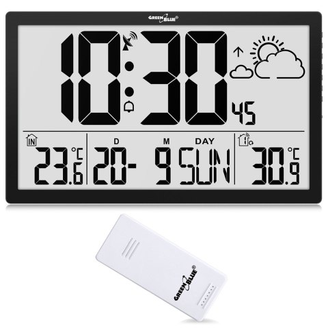 GREENBLUE ZEGAR ŚCIENNY LCD BARDZO DUŻY, TEMPERATURA, DATA GB218 GREENBLUE ZEGAR ŚCIENNY LCD BARDZO DUŻY, TEMPERATURA, DATA GB218