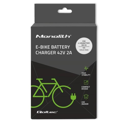 QOLTEC ŁADOWARKA DO BATERII ROWERU ELEKTRYCZNEGO 36V | 42V | 2A | 5.5*2.1 QOLTEC ŁADOWARKA DO BATERII ROWERU ELEKTRYCZNEGO 36V | 42V | 2A | 5.5*2.1