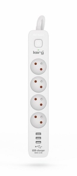 Listwa zasilająca KERG z wyłącznikiem-4 gniazda 3USB 16A 1,5m